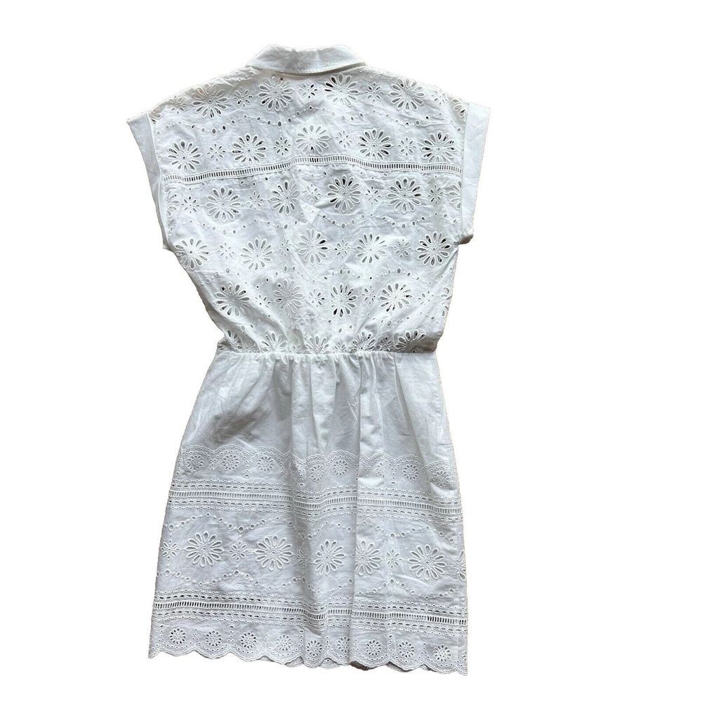 Veronica Beard Bettina White Eyelet Minidress Short Sleeve Button Dress Sz 2 - Picture 2 of 10